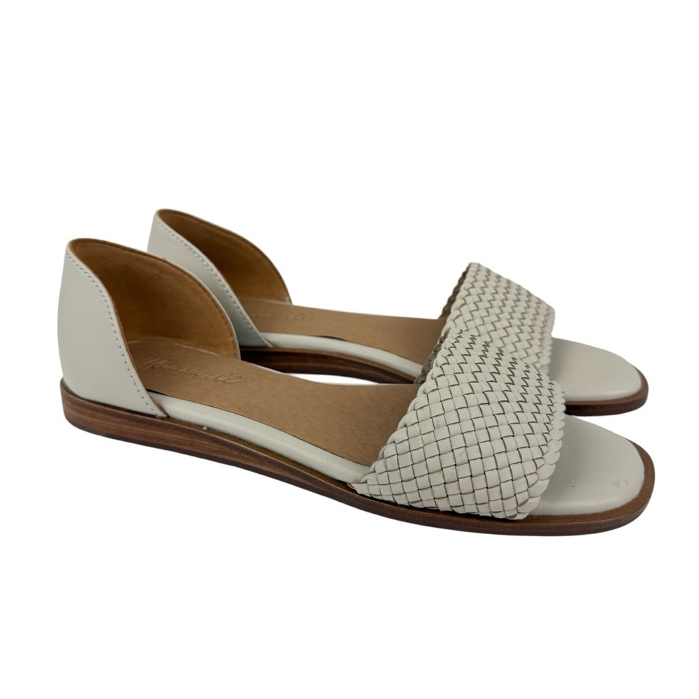 NIB Madewell The Nelda Woven D'Orsay Flats in Leather Pale Oyster Sz 7